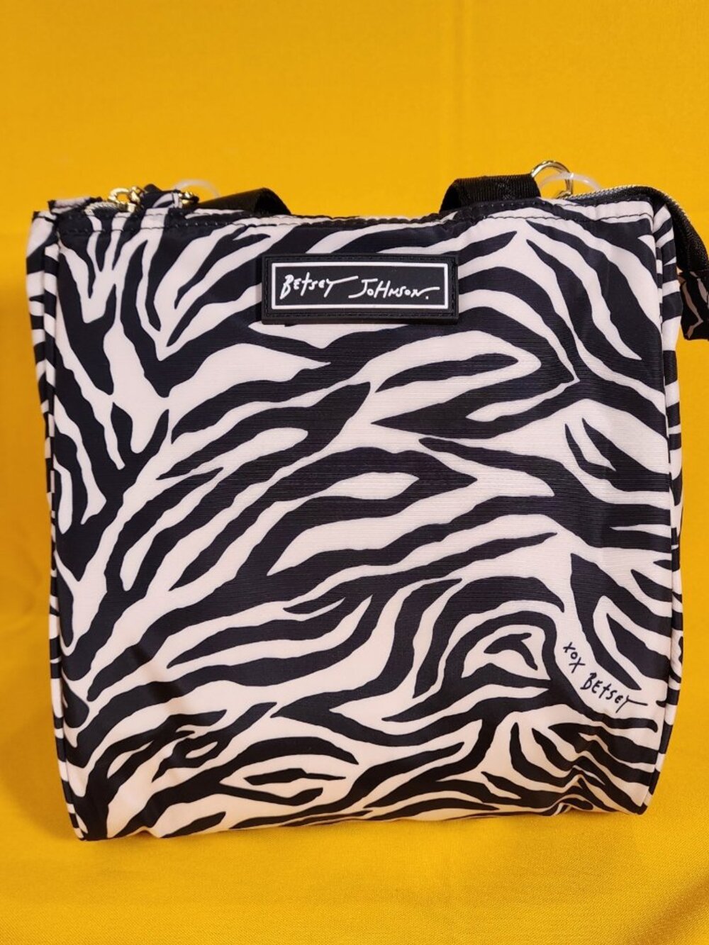 Betsey Johnson Zebra Animal Print Zip Top Insulated Lunch Tote Lunch Bag NEW